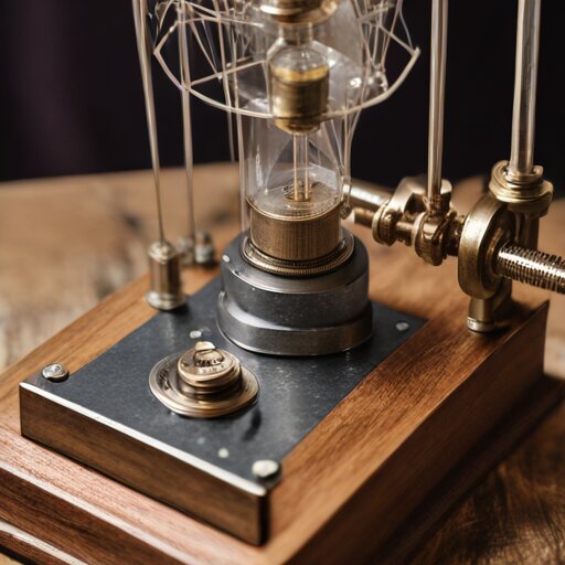 Cat's whisker detector mechanism showing galena crystal and brass adjustable probe arm