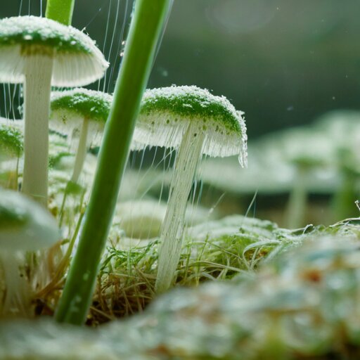 Green trichoderma mold contamination spreading across mushroom cultivation bag